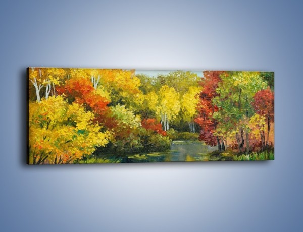 Obraz na płótnie – Wąską rzeczką wśród drzew – jednoczęściowy panoramiczny GR435