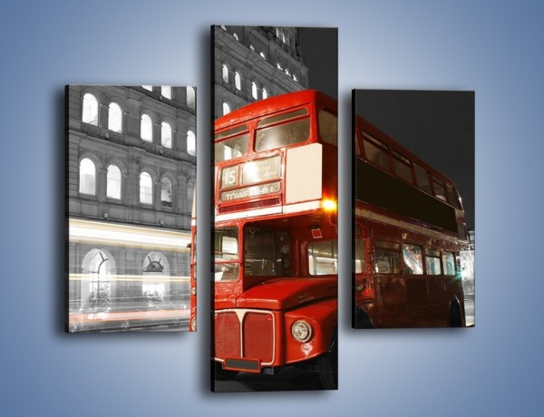 Obraz na płótnie – Czerwony autobus w Londynie – trzyczęściowy AM634W3