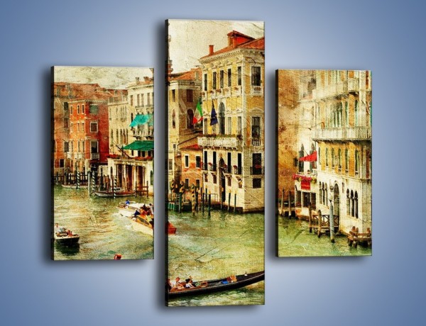 Obraz na płótnie – Weneckie Canal Grande w stylu vintage – trzyczęściowy AM643W3