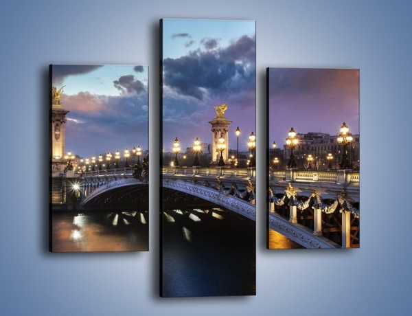 Obraz na płótnie – Most Aleksandra III w świetle lamp – trzyczęściowy AM648W3