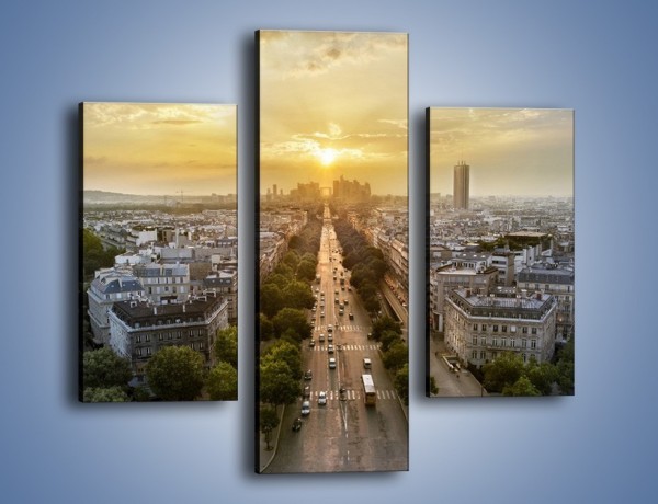 Obraz na płótnie – Zachód słońca nad Paryżem – trzyczęściowy AM649W3