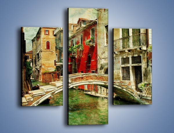 Obraz na płótnie – Mostek nad kanałem w Wenecji vintage – trzyczęściowy AM688W3