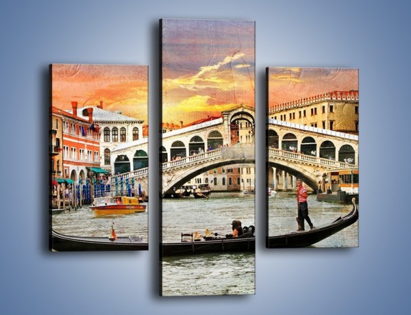 Obraz na płótnie – Most Rialto w Wenecji w stylu vintage – trzyczęściowy AM711W3