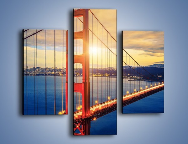Obraz na płótnie – Zachód słońca nad Mostem Golden Gate – trzyczęściowy AM738W3