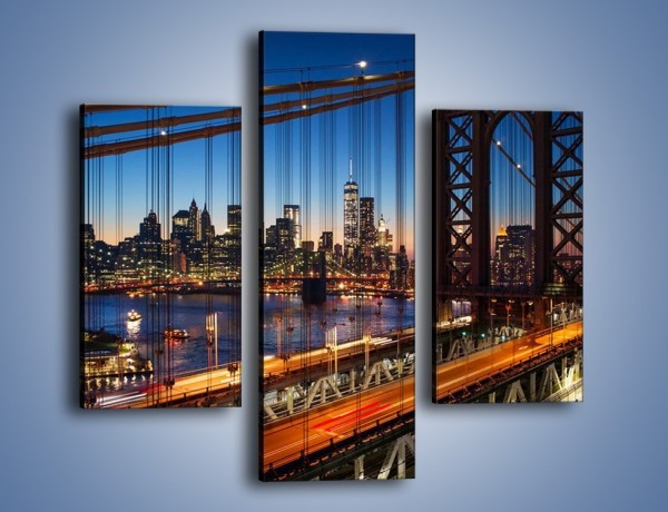Obraz na płótnie – Nowojorskie mosty na tle Manhattanu – trzyczęściowy AM751W3