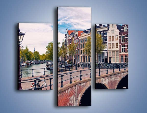 Obraz na płótnie – Kanał i most amsterdamski – trzyczęściowy AM759W3