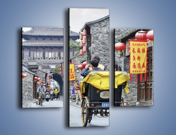 Obraz na płótnie – Podróż rikszą w mieście Zhangjiakou – trzyczęściowy AM762W3