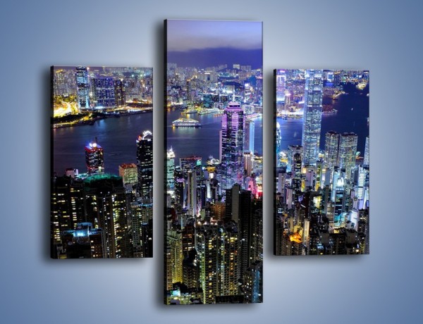 Obraz na płótnie – Nocna panorama Hong Kongu – trzyczęściowy AM772W3