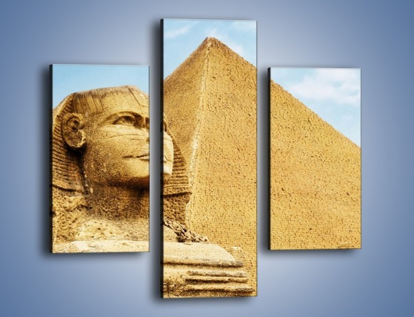 Obraz na płótnie – Sfinks i piramidy – trzyczęściowy AM782W3