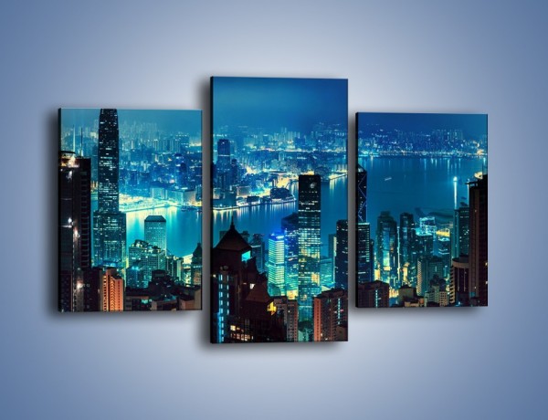 Obraz na płótnie – Panorama Hong Kongu w nocy – trzyczęściowy AM819W3