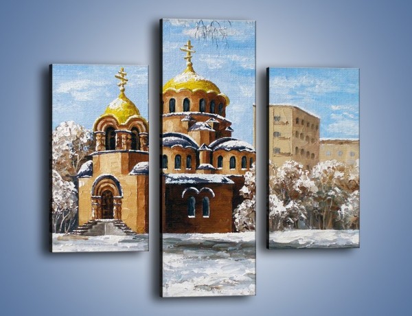 Obraz na płótnie – Cerkiew w trakcie zimy – trzyczęściowy GR024W3