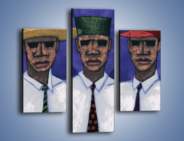 Obraz na płótnie – Nakrycia głowy i kolorowe krawaty – trzyczęściowy GR083W3