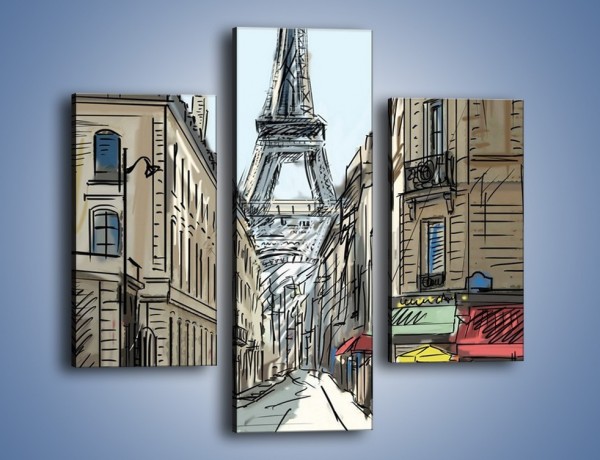 Obraz na płótnie – Paryskie uliczki z widokiem – trzyczęściowy GR259W3