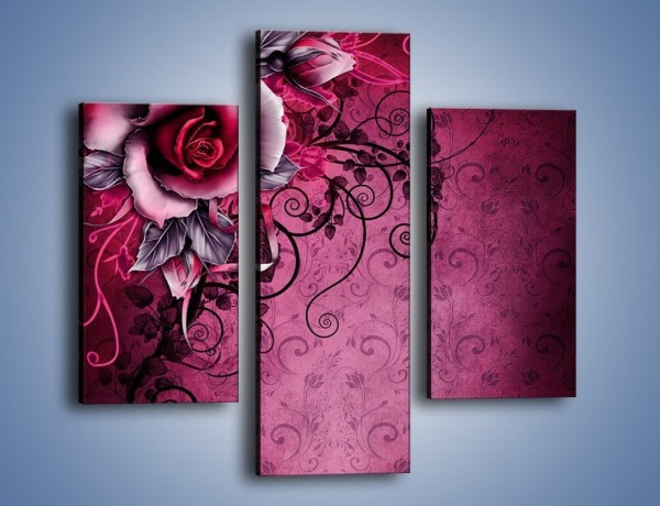 Obraz na płótnie – Róża i purpur – trzyczęściowy GR272W3