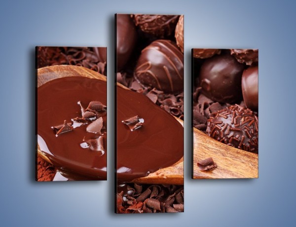 Obraz na płótnie – Praliny w płynącej czekoladzie – trzyczęściowy JN018W3