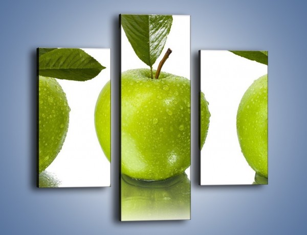 Obraz na płótnie – Świeżo umyte zielone jabłka – trzyczęściowy JN047W3