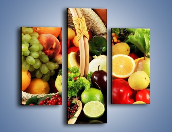 Obraz na płótnie – Kosz pełen owocowo-warzywnego zdrowia – trzyczęściowy JN059W3