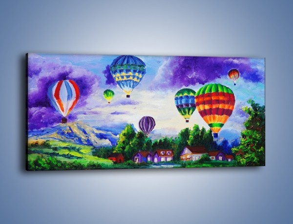 Obraz na płótnie – Lot kolorowym balonem – jednoczęściowy panoramiczny GR482