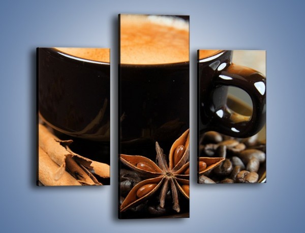 Obraz na płótnie – Spieniona kawa z goździkami – trzyczęściowy JN350W3