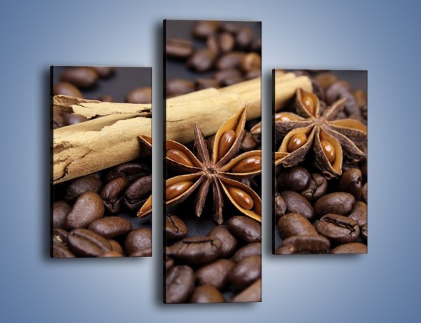 Obraz na płótnie – Ziarna kawy z goździkami – trzyczęściowy JN351W3
