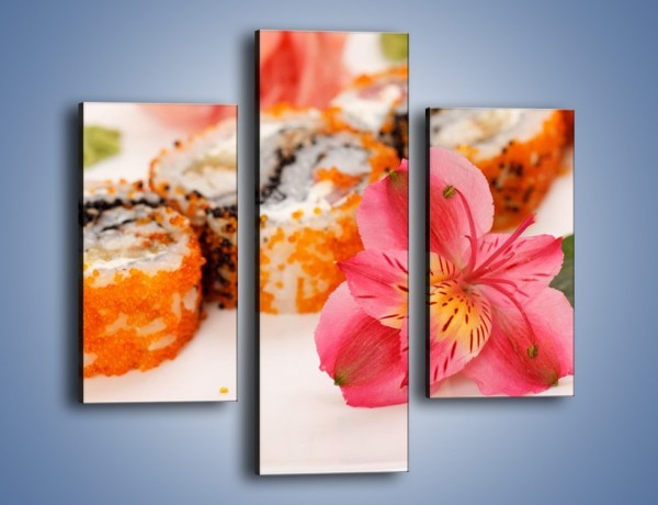 Obraz na płótnie – Sushi z kwiatem – trzyczęściowy JN354W3