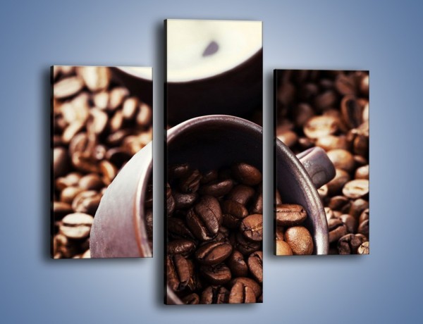 Obraz na płótnie – Kawa na rozsypanych ziarnach – trzyczęściowy JN389W3