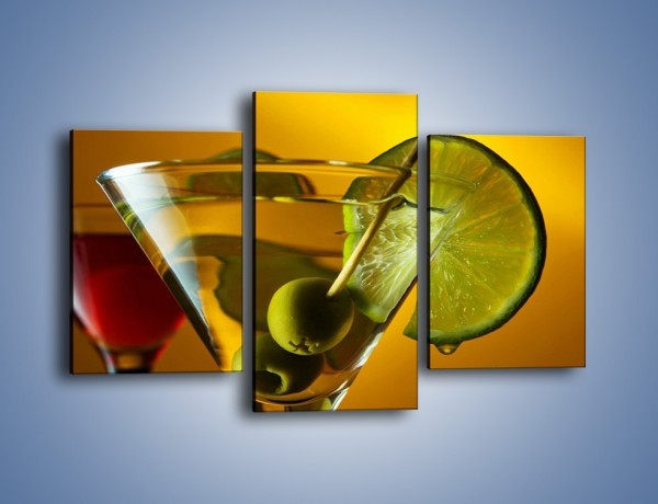 Obraz na płótnie – Drink nie tylko z oliwką – trzyczęściowy JN736W3