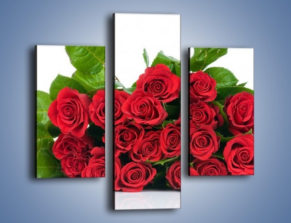 Obraz na płótnie – Idealna wiązanka czerwonych róż – trzyczęściowy K018W3