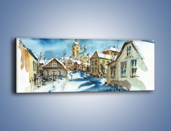 Obraz na płótnie – Miasto uśpione zimą – jednoczęściowy panoramiczny GR557