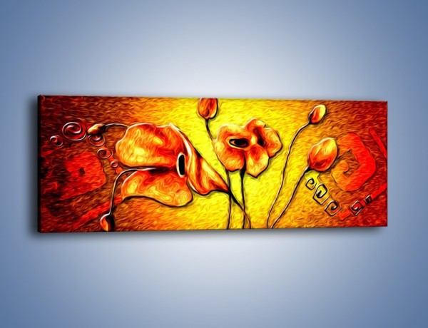 Obraz na płótnie – Kwiaty na płonącej tafli – jednoczęściowy panoramiczny GR558