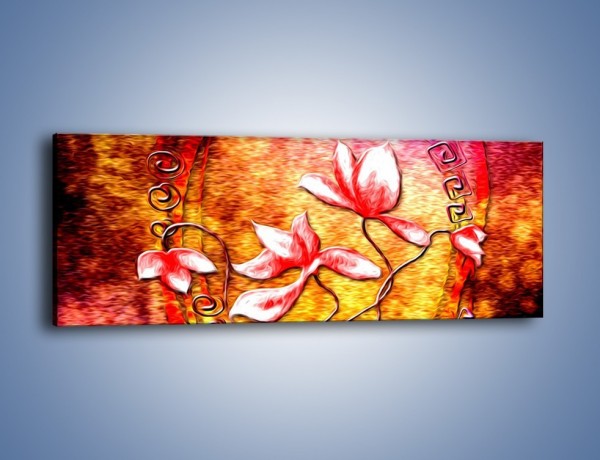 Obraz na płótnie – Kwiaty i ogień – jednoczęściowy panoramiczny GR565