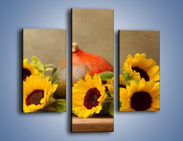 Obraz na płótnie – Słoneczniki w jesiennym klimacie – trzyczęściowy K418W3