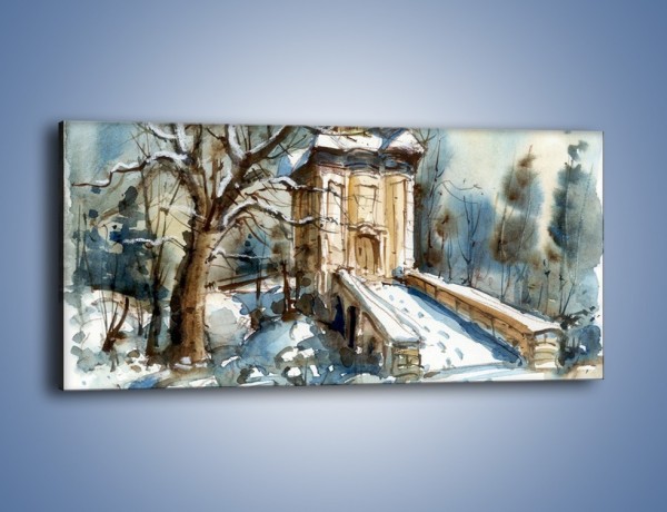 Obraz na płótnie – Zimowa porą przy kościółku – jednoczęściowy panoramiczny GR573