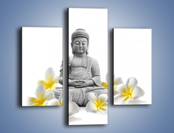 Obraz na płótnie – Budda w białych kwiatach – trzyczęściowy K599W3