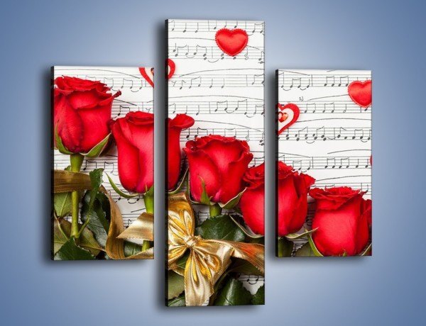Obraz na płótnie – Miłosne melodie wśród róż – trzyczęściowy K717W3