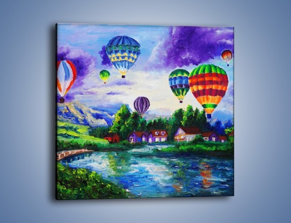 Obraz na płótnie – Lot kolorowym balonem – jednoczęściowy kwadratowy GR482