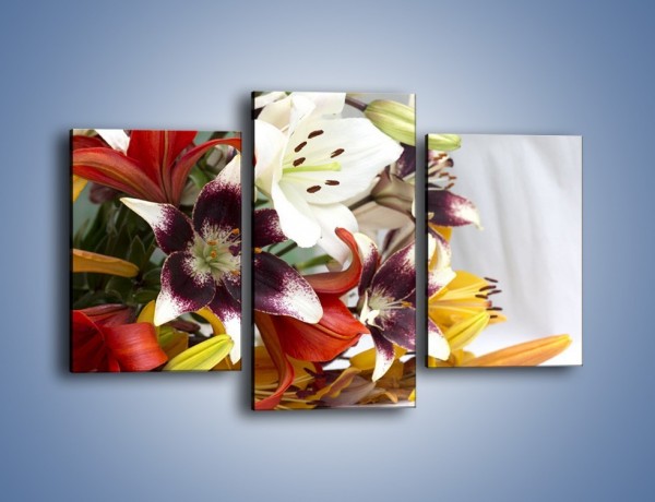 Obraz na płótnie – Wiązanka z samych lilii – trzyczęściowy K945W3