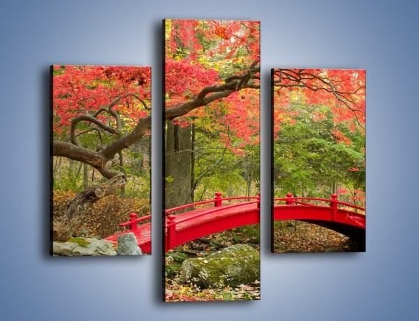Obraz na płótnie – Czerwony most czy czerwone drzewo – trzyczęściowy KN1122AW3