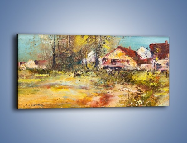 Obraz na płótnie – Wieś pędzlem malowana – jednoczęściowy panoramiczny GR614