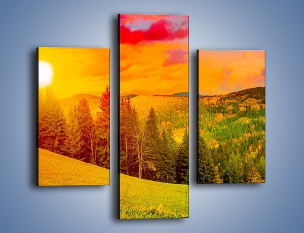 Obraz na płótnie – Zachód słońca za drzewami – trzyczęściowy KN150W3