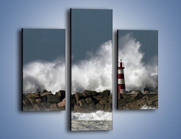 Obraz na płótnie – Latarnia morska w sztormie – trzyczęściowy KN626W3