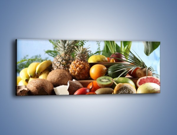 Obraz na płótnie – Mix owocowy na drewnianym stole – jednoczęściowy panoramiczny JN009