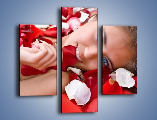 Obraz na płótnie – Relaks w płatkach róż – trzyczęściowy L022W3
