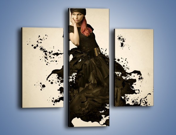 Obraz na płótnie – Suknia stworzona malarskim pędzlem – trzyczęściowy L066W3