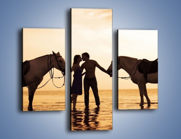 Obraz na płótnie – Miłość morze i konie – trzyczęściowy L253W3