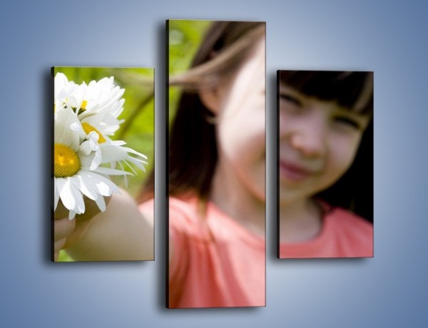 Obraz na płótnie – Kwiatki od małej dziewczynki – trzyczęściowy L255W3