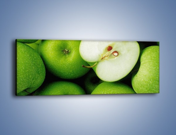 Obraz na płótnie – Zielone jabłuszka – jednoczęściowy panoramiczny JN039