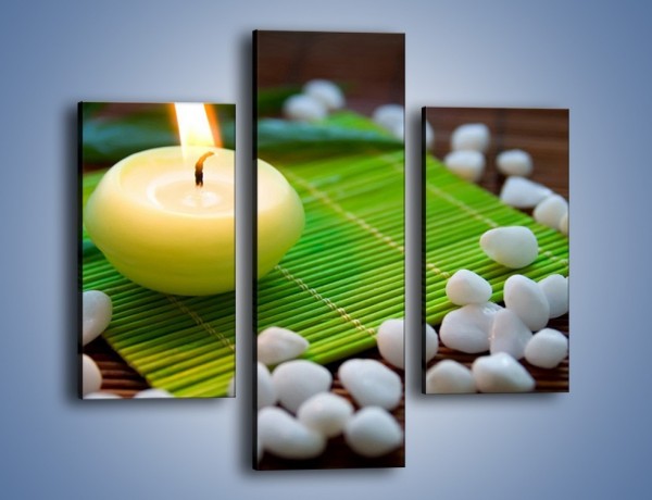 Obraz na płótnie – Świeczka na bambusowej podkładce – trzyczęściowy O265W3