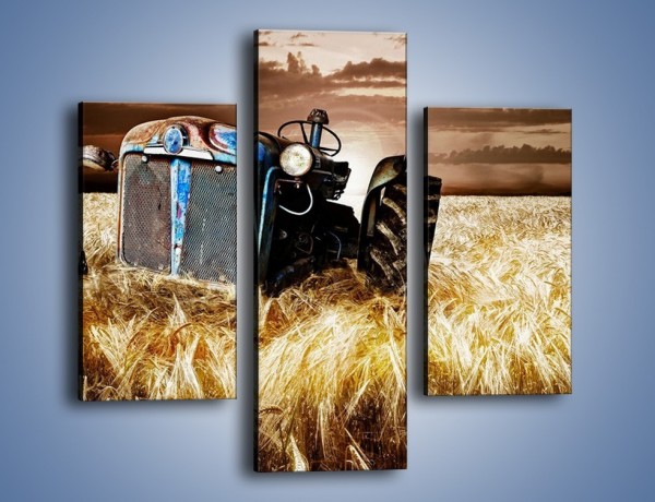 Obraz na płótnie – Stary traktor w polu pszenicy – trzyczęściowy TM033W3