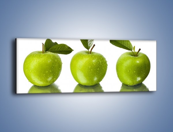 Obraz na płótnie – Świeżo umyte zielone jabłka – jednoczęściowy panoramiczny JN047